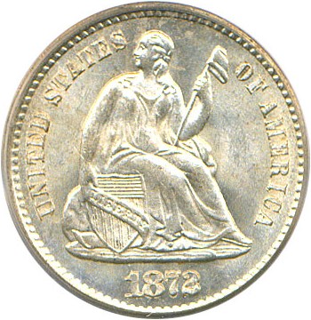 image for: 1872-S H10c PCGS MS65 (Mintmark Below Wreath)