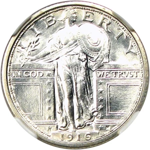 image for: 1916 25c NGC MS65 FH (Standing Liberty)