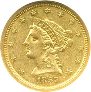 image for: 1857-O $2 1/2 NGC AU50