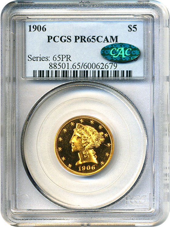image for: 1906 $5 PCGS/CAC Proof 65 Cameo