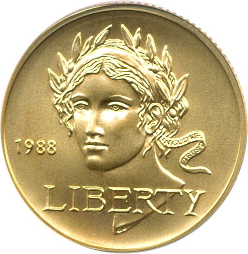 image for: 1988-W $5 PCGS MS69 (Olympic)