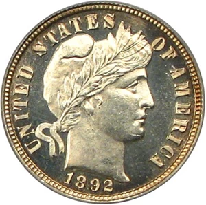 image for: 1892 10c PCGS Proof 64 Cameo