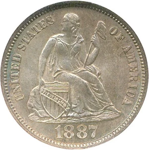 image for: 1887-S 10c NGC/CAC MS65