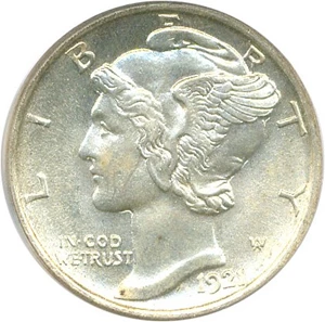 image for: 1921-D 10c PCGS MS65 FB