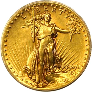 image for: 1907 High Relief $20 PCGS/CAC AU58 (Wire Edge)