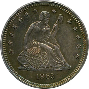 image for: 1863 25c PCGS Proof 62
