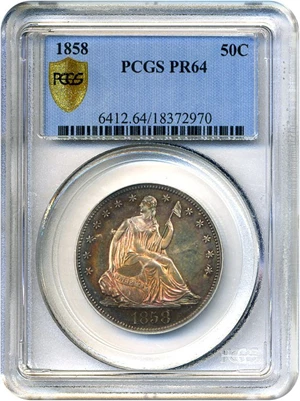 image for: 1858 50c PCGS Secure Proof 64 * Color *