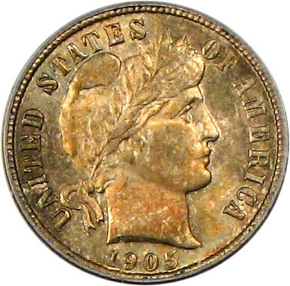 image for: 1905 10c PCGS MS65