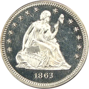 image for: 1863 25c PCGS/CAC Proof 64 Cameo