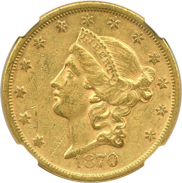 image for: 1870-S $20 NGC AU55