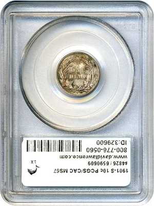 image for: 1901-S 10c PCGS/CAC MS67