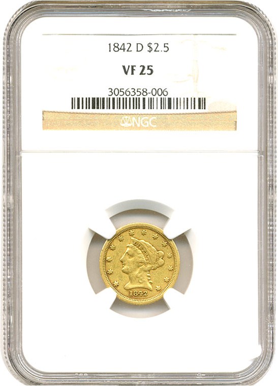 image for: 1842-D $2 1/2 NGC VF25