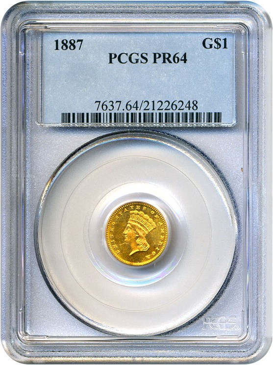 image for: 1887 G$1 PCGS Proof 64