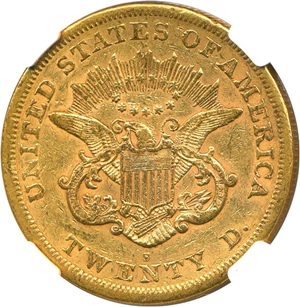 image for: 1866-S $20 NGC XF45 (No Motto)