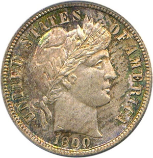 image for: 1900-S 10c PCGS/CAC MS65 * Color *