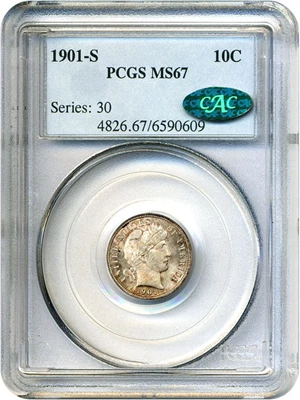 image for: 1901-S 10c PCGS/CAC MS67