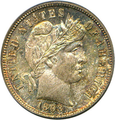 image for: 1893-S 10c PCGS/CAC MS65