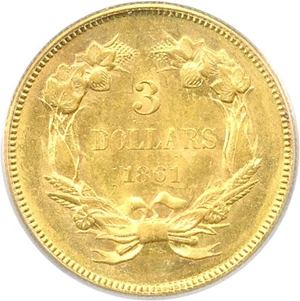 image for: 1861 $3 PCGS MS63