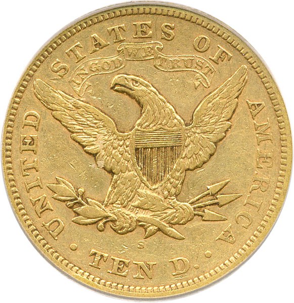 image for: 1866-S $10 PCGS XF40 (Motto) ex: Simpson/Hall