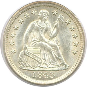 image for: 1843 H10c PCGS/CAC MS64