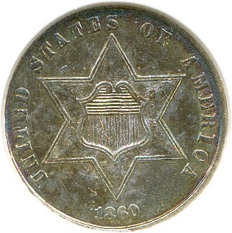 image for: 1860 3cS ANACS AU50