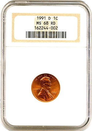 image for: 1991-D 1c NGC MS68 RD