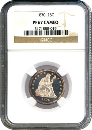 image for: 1870 25c NGC Proof 67 Cameo