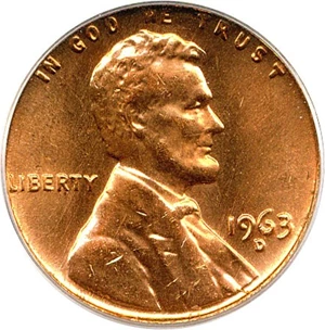 image for: 1963-D 1c PCGS MS66 RD