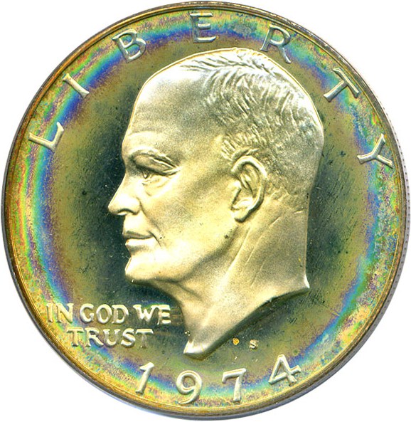 image for: 1974-S $1 PCGS Proof 68 DCameo (Silver)  * Color *