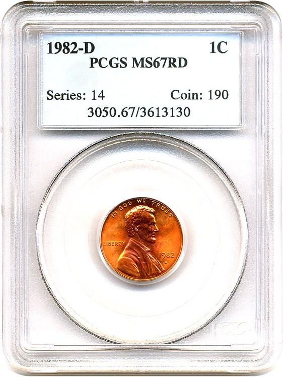 image for: 1982-D 1c PCGS MS67 RD