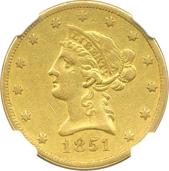 image for: 1851-O $10 NGC XF45