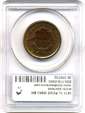 image for: 1813 1c PCGS MS63 BN