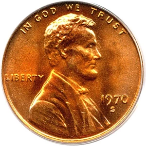 image for: 1970-S 1c PCGS MS66 RD (Large Date)