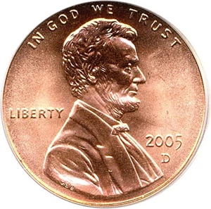 image for: 2005-D 1c PCGS MS67 RD