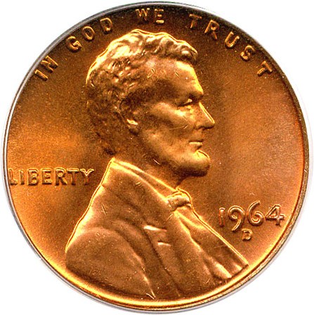 image for: 1964-D 1c PCGS MS66 RD