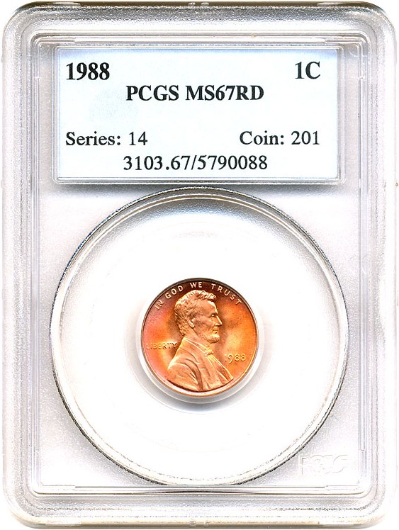image for: 1988 1c PCGS MS67 RD
