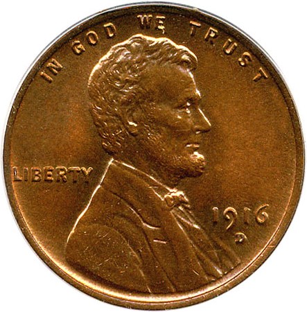 image for: 1916-D 1c PCGS MS64 RD