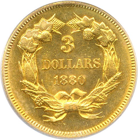 image for: 1880 $3 PCGS MS65