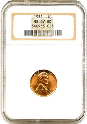 image for: 1951 1c NGC MS67 RD