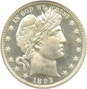image for: 1893 50c PCGS/CAC Proof 66 Cameo