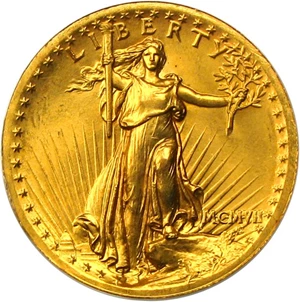 image for: 1907 $20 PCGS/CAC MS64 (High Relief, Wire Edge) OGH