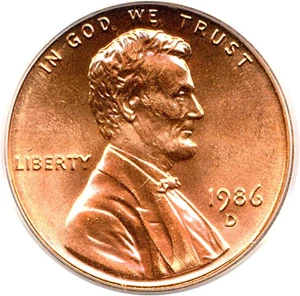 image for: 1986-D 1c PCGS MS67 RD