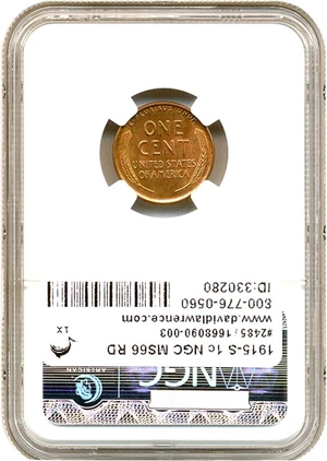 image for: 1915-S 1c NGC MS66 RD