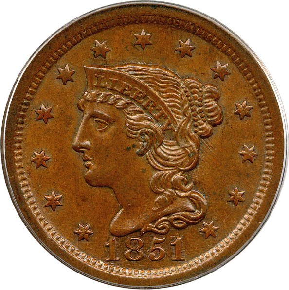 image for: 1851/81 1c PCGS/CAC MS63 BN