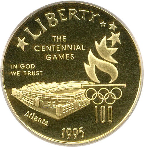 image for: 1995-W $5 PCGS Proof 70 DCameo (Olympic Stadium)