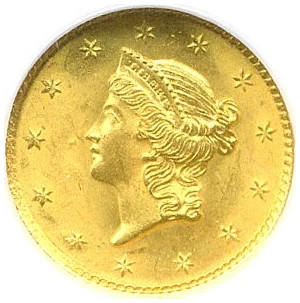 image for: 1852 G$1 NGC MS66