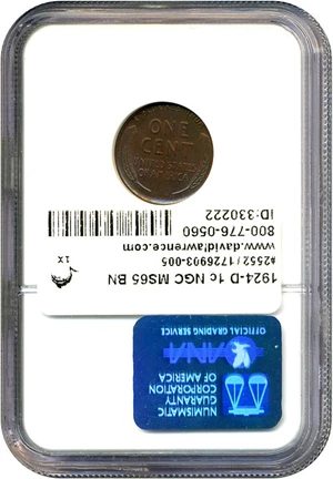 image for: 1924-D 1c NGC MS65 BN