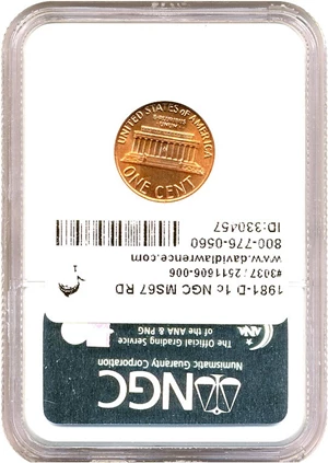 image for: 1981-D 1c NGC MS67 RD