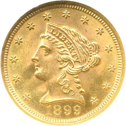 image for: 1899 $2 1/2 NGC MS66