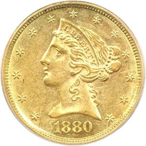 image for: 1880-CC $5 PCGS/CAC AU58